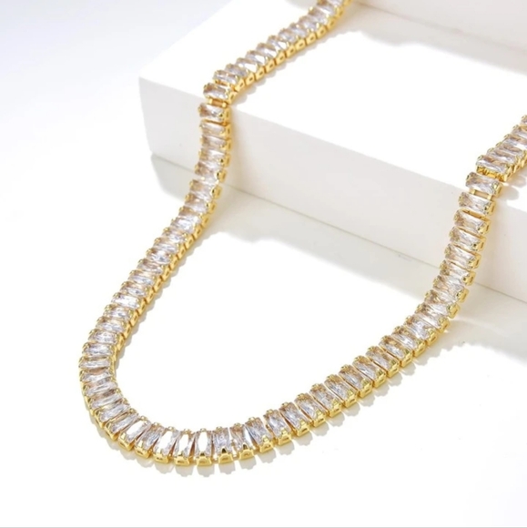 Baguette Tennis Necklace-Cubic Zirconia-OS main image 1
